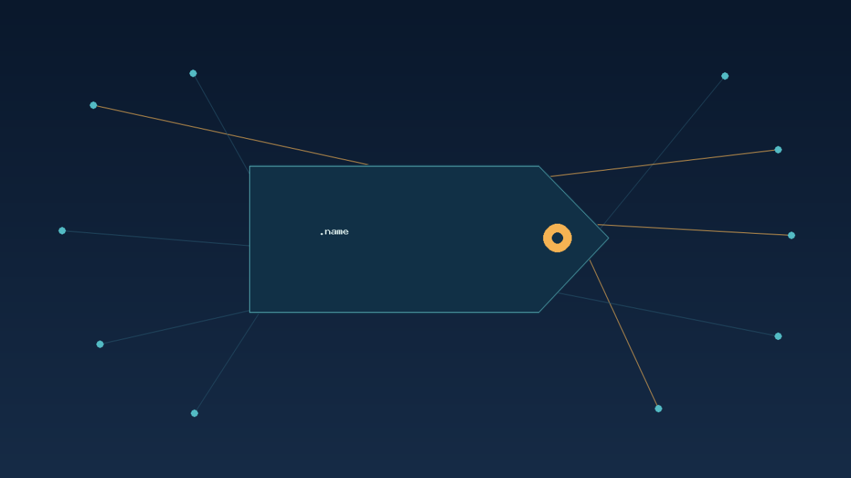 Illustration of a .name domain connected to website and email services