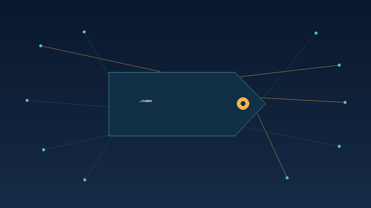Illustration of a .name domain connected to website and email services